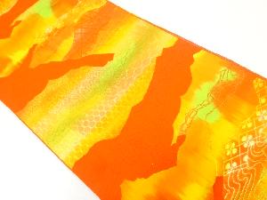 リサイクル　本場筑前博多遠山に流水・古典柄模様織出し名古屋帯